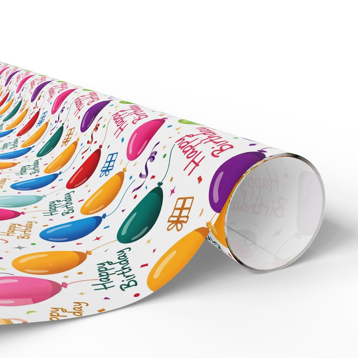 Phoenix Birthday Balloon Wrapping Paper Roll — Colorful 'Happy Birthday' Gift Wrap