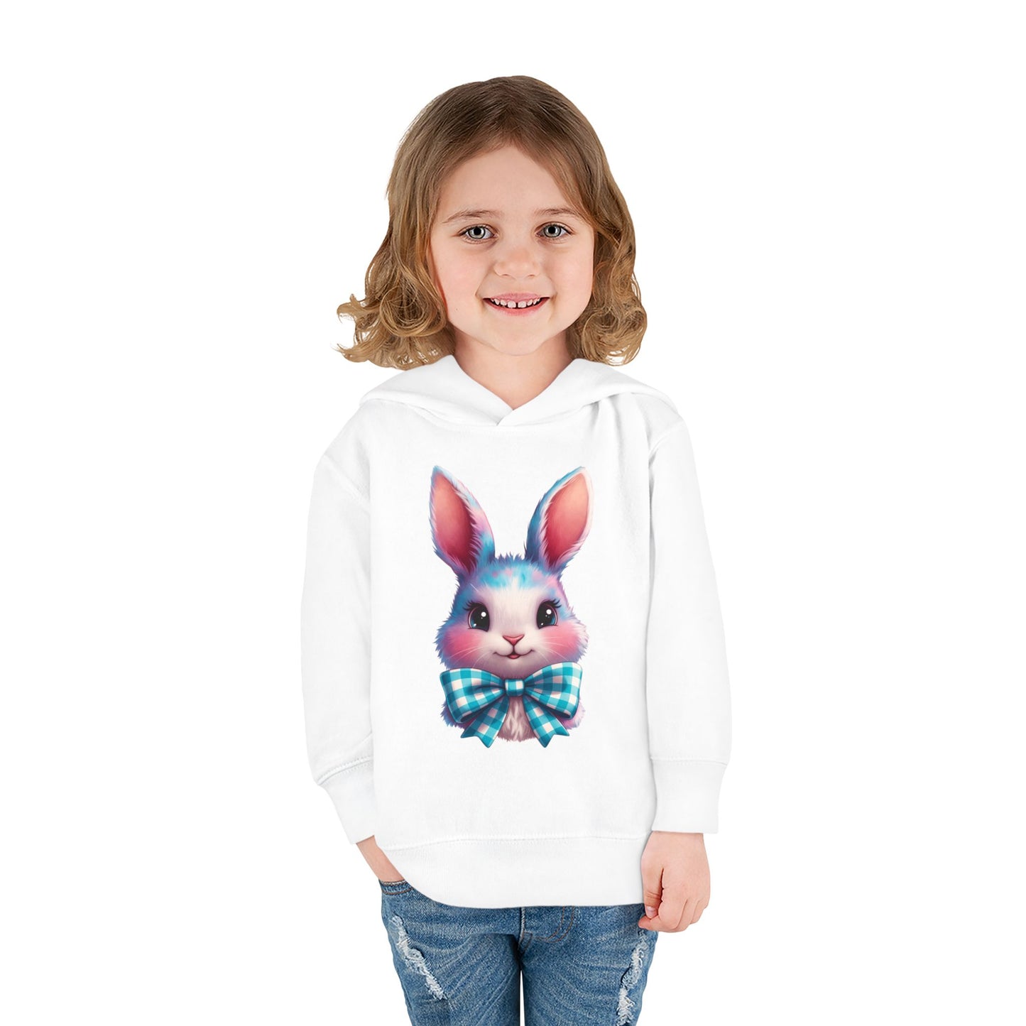 Phoenix Bunny With Plaid Bow  Toddler Hoodie — Easter Kids Pullover