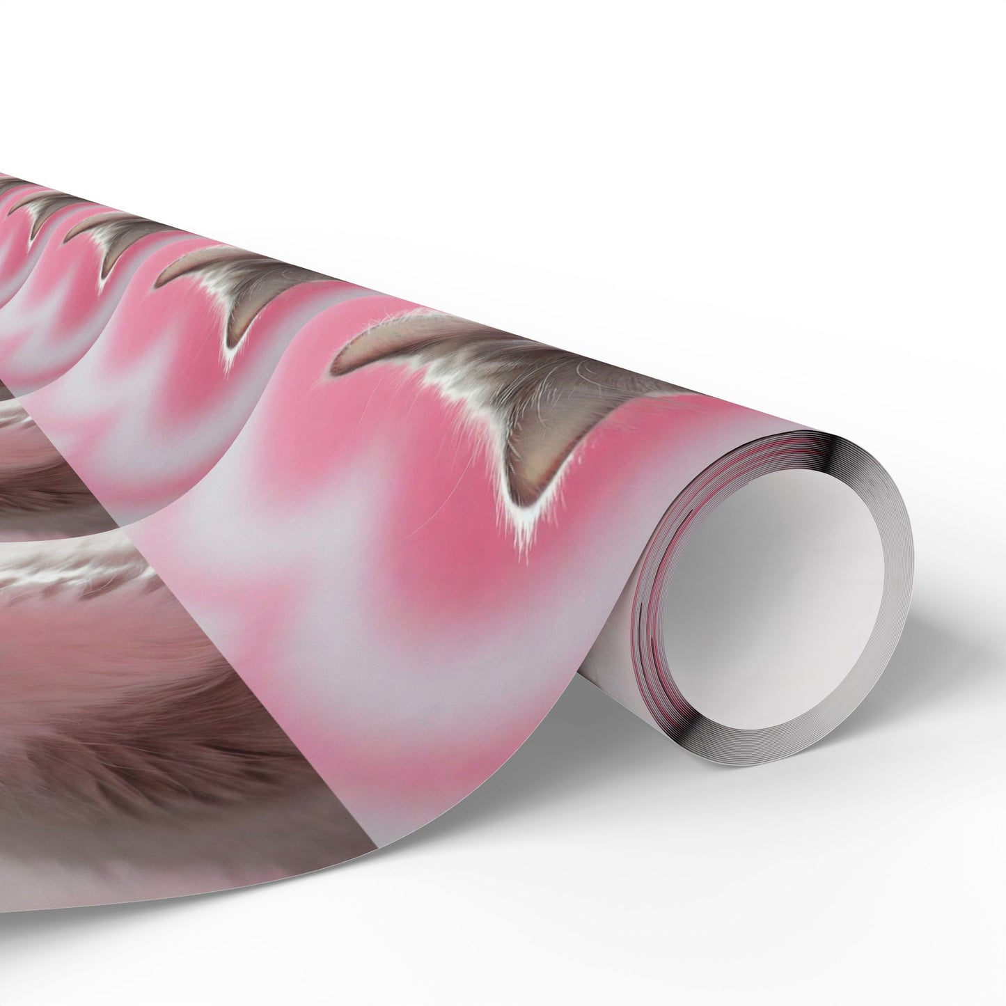 Phoenix Wrapping Paper — Cute Pink Cat Pattern Gift Wrap (Cat Face Repeat)
