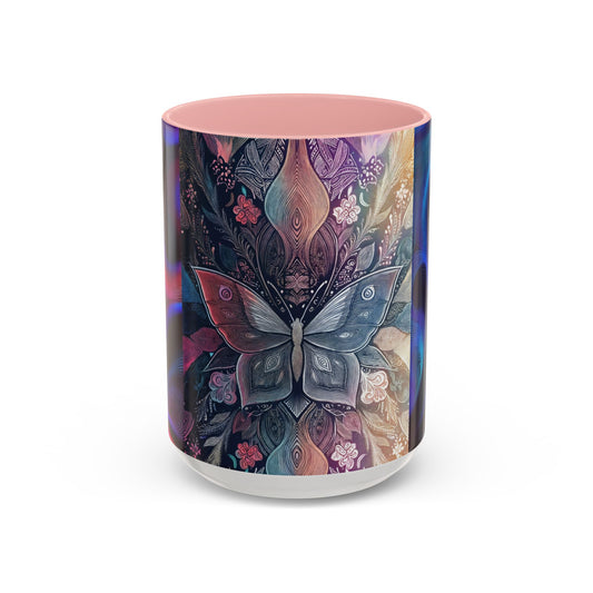 Phoenix Butterfly Mosaic Accent Coffee Mug - Colorful Floral Design