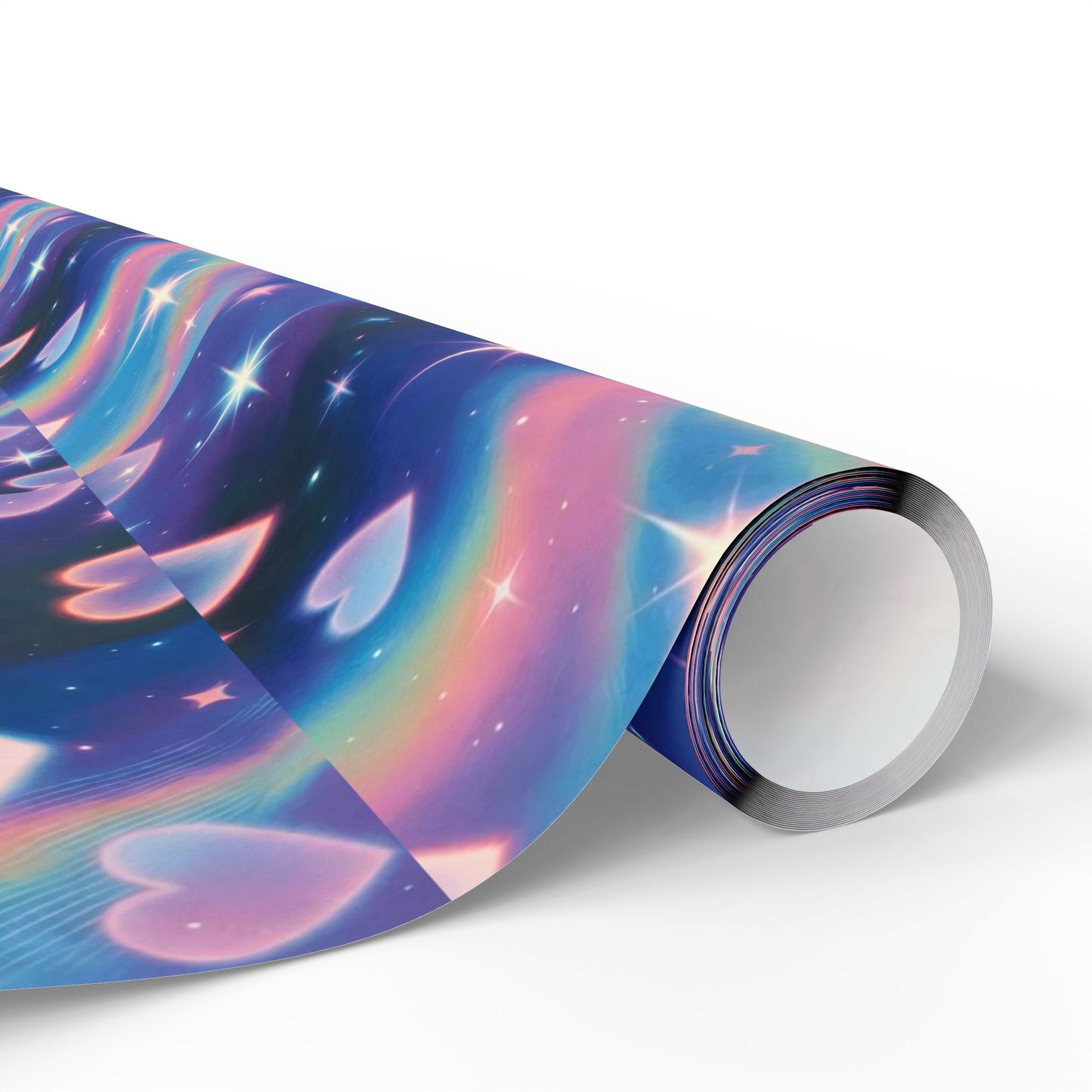 Phoenix Holographic Hearts Wrapping Paper — Iridescent Rainbow Gift Wrap Roll