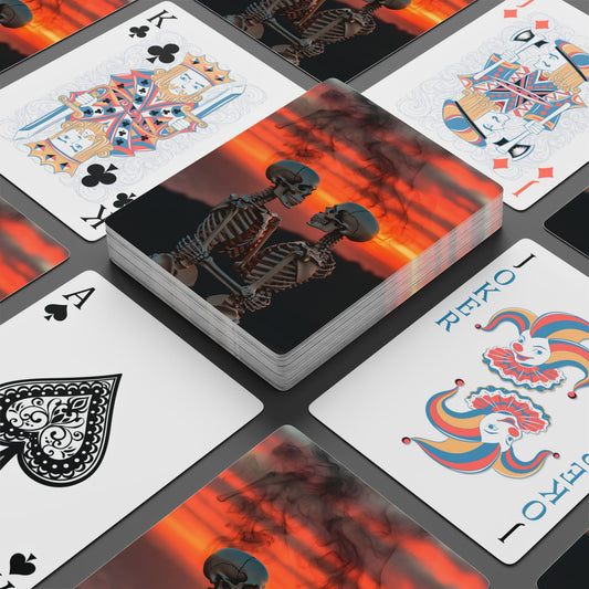 Phoenix Skeleton Sunset Poker Playing Cards — Skull Ace Spade Deck for Gamers