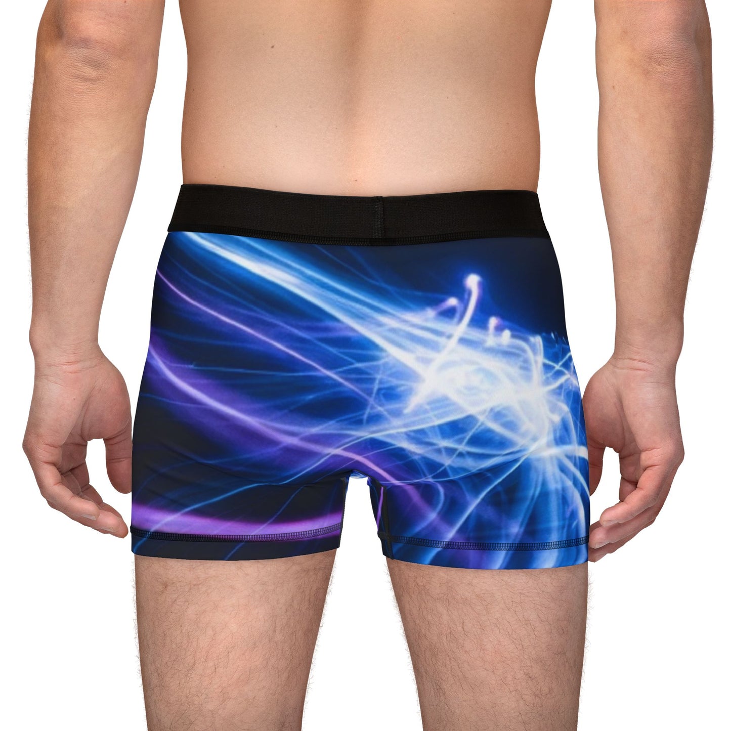 Phoenix Men's Neon Wave Boxer Briefs — Blue & Purple Light Pattern