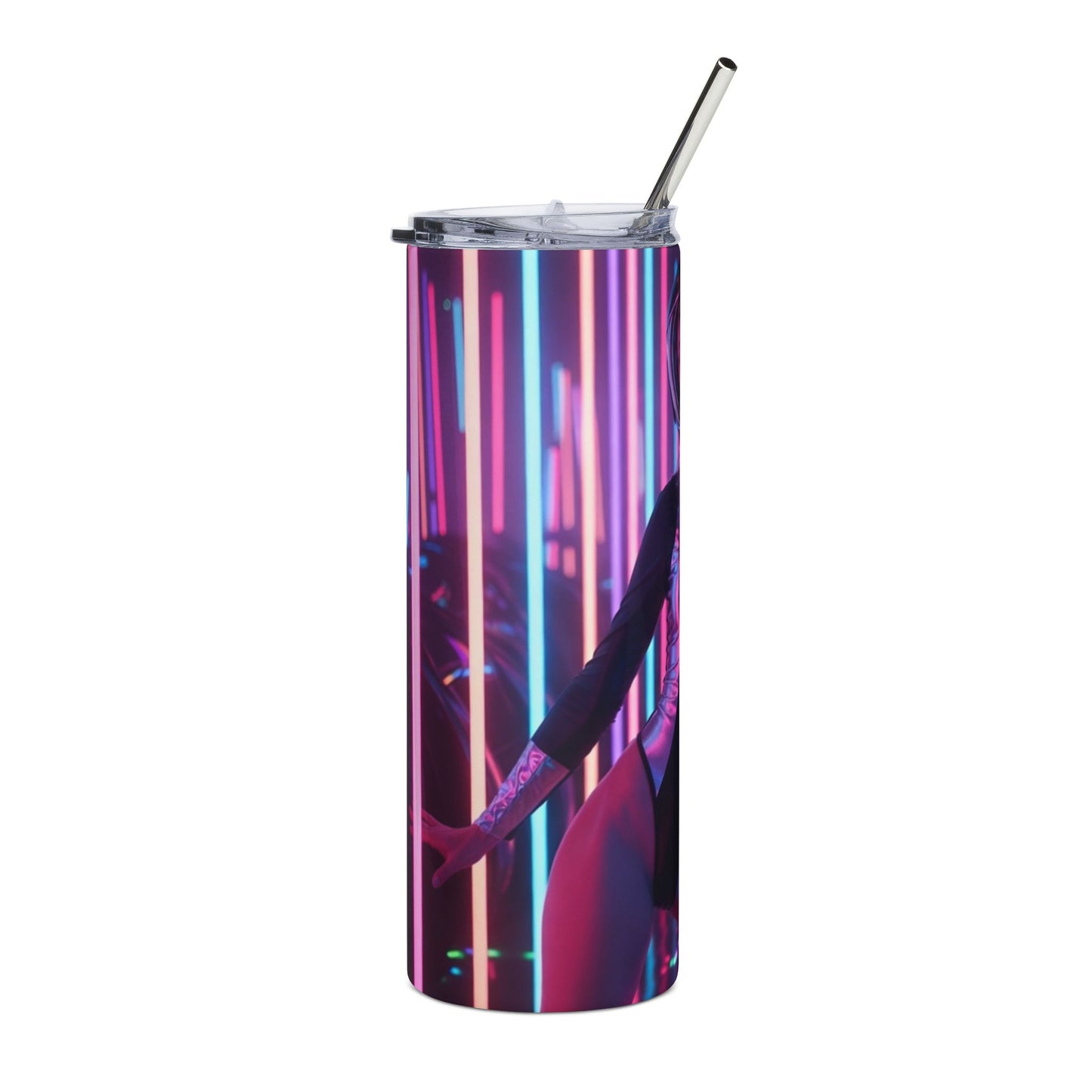Phoenix 20oz Stainless Tumbler — Neon Cyber Astronaut Babe Design
