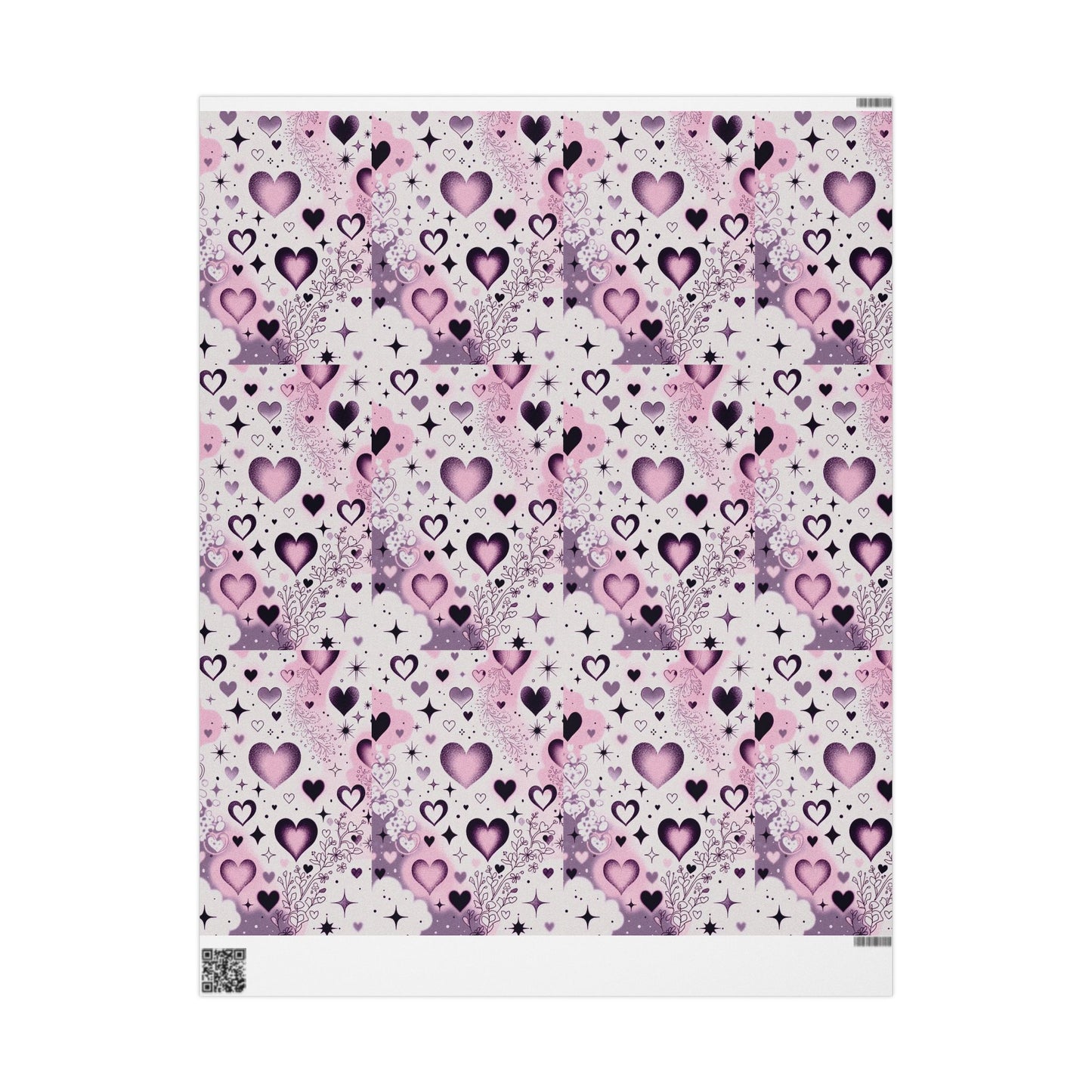 Phoenix Valentine Hearts Wrapping Paper Roll — Pink & Purple Heart Pattern Gift Wrap