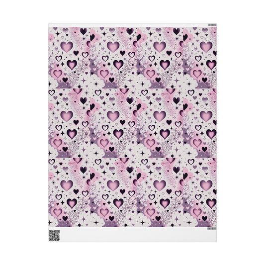 Phoenix Valentine Hearts Wrapping Paper Roll — Pink & Purple Heart Pattern Gift Wrap