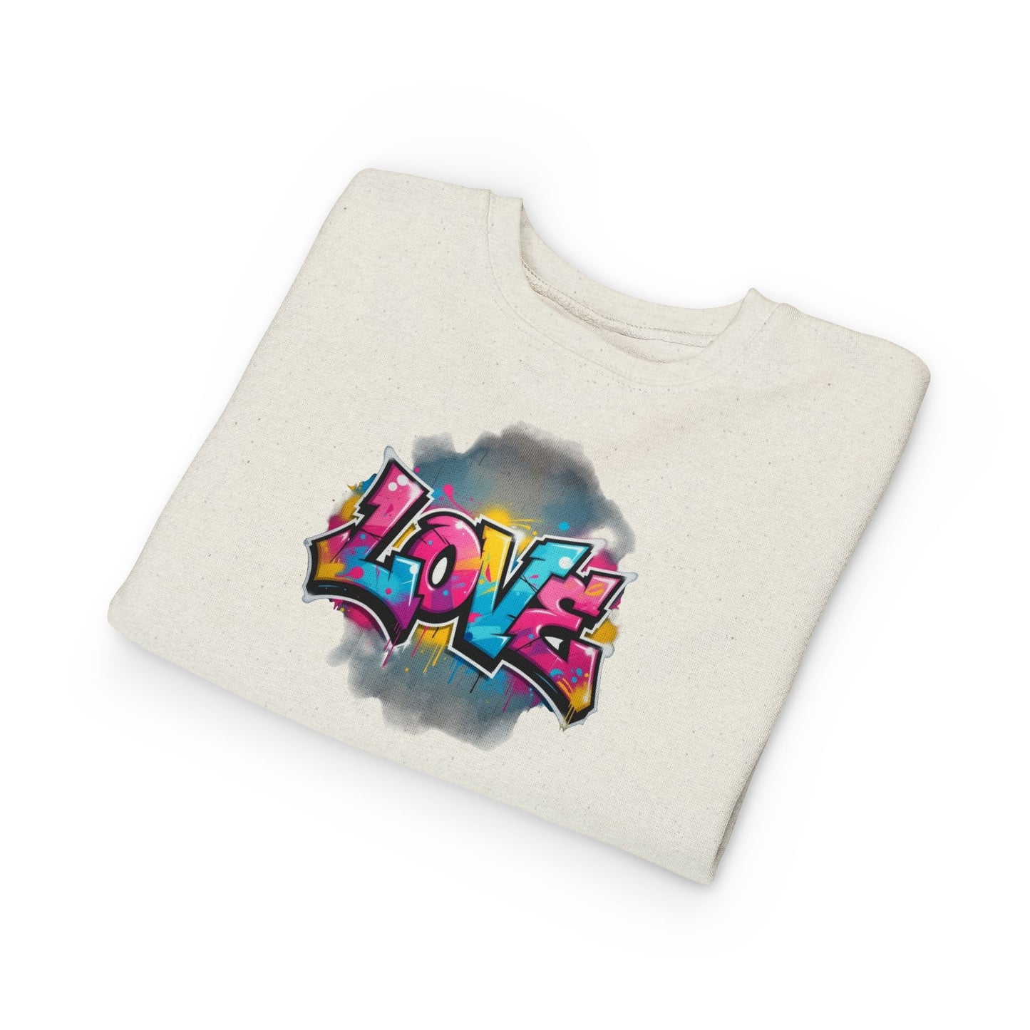 Phoenix Toddler Sweatshirt - Colorful Graffiti "LOVE" Crewneck for Kids
