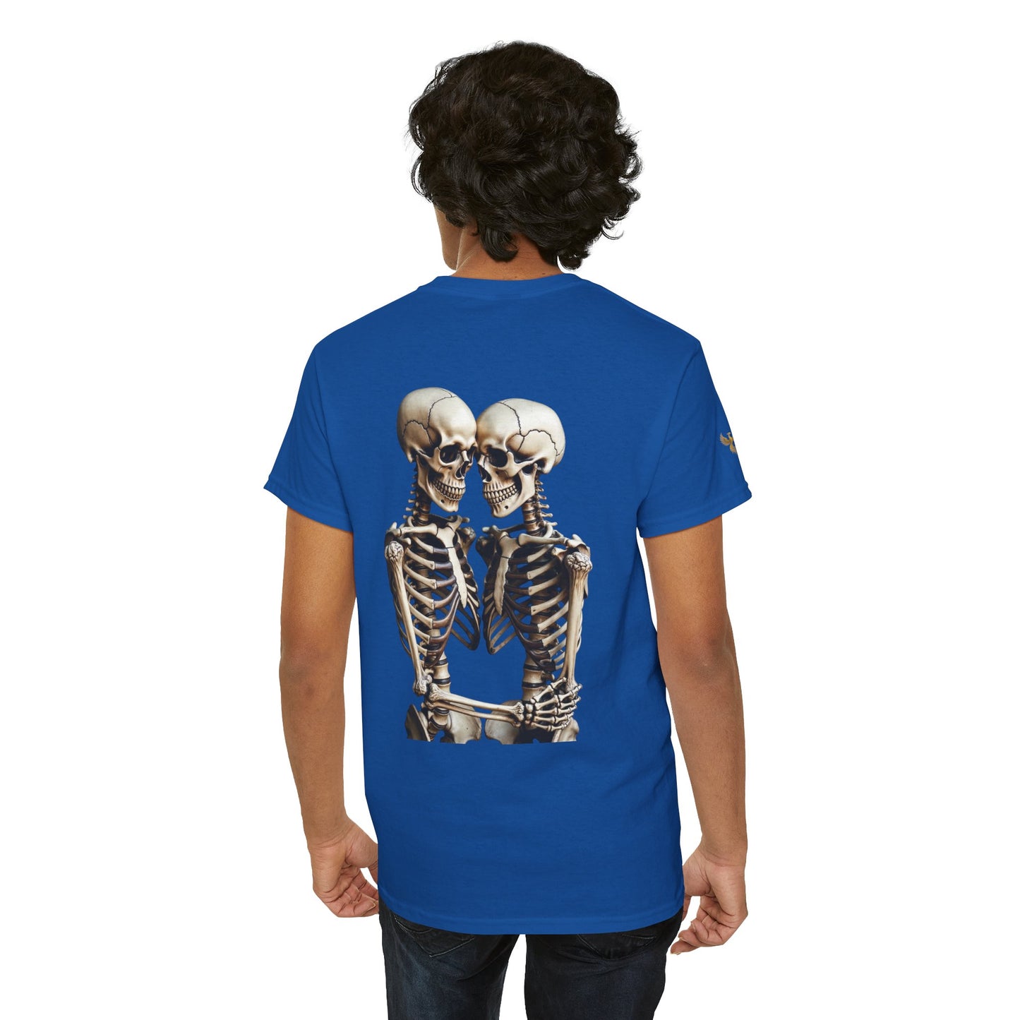 Phoenix Skeletons in Love Graphic T-Shirt – Cute Goth Couple Unisex Tee in Soft Cotton