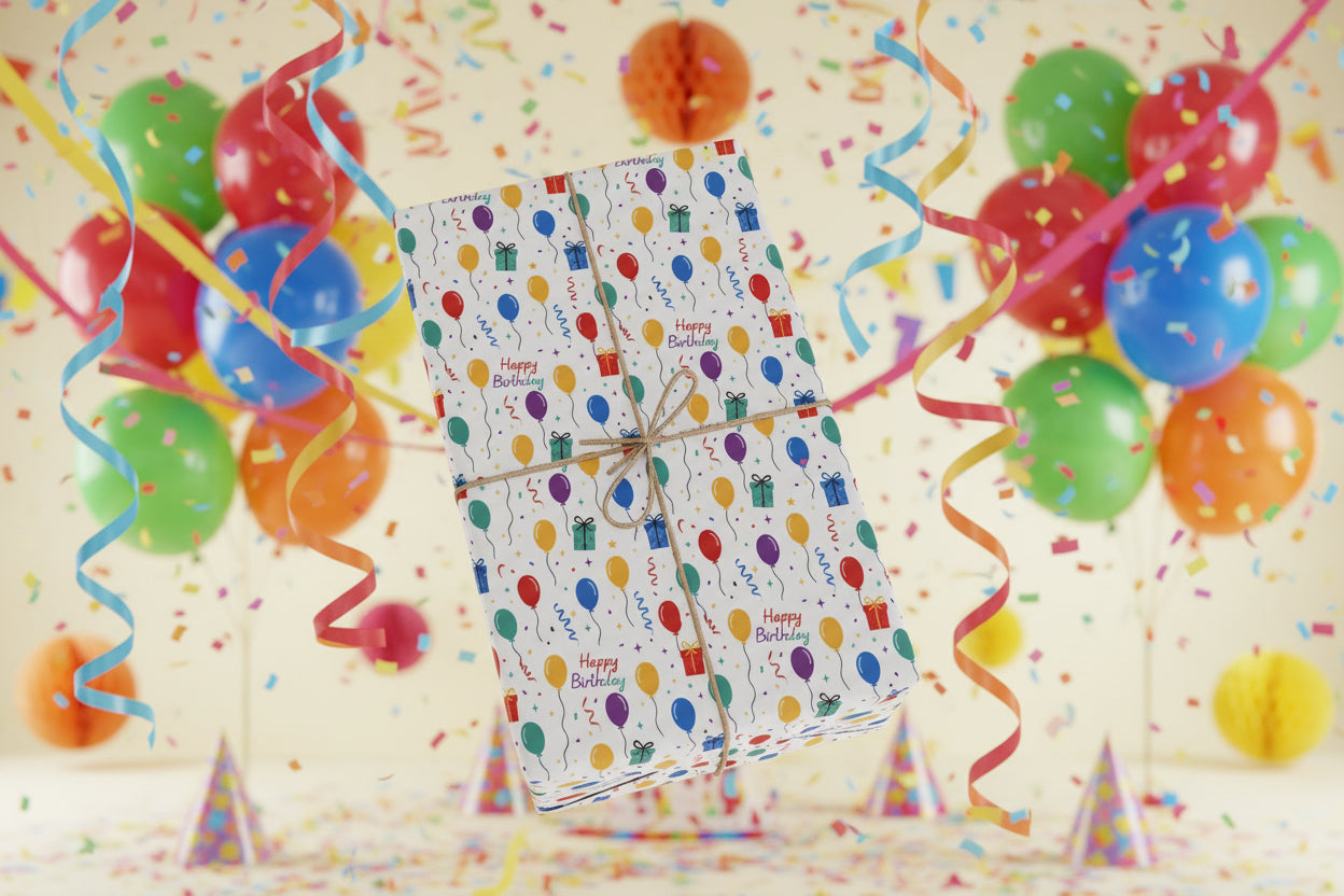 Phoenix Birthday Balloon Pattern Wrapping Paper - Colorful Party Gift Wrap