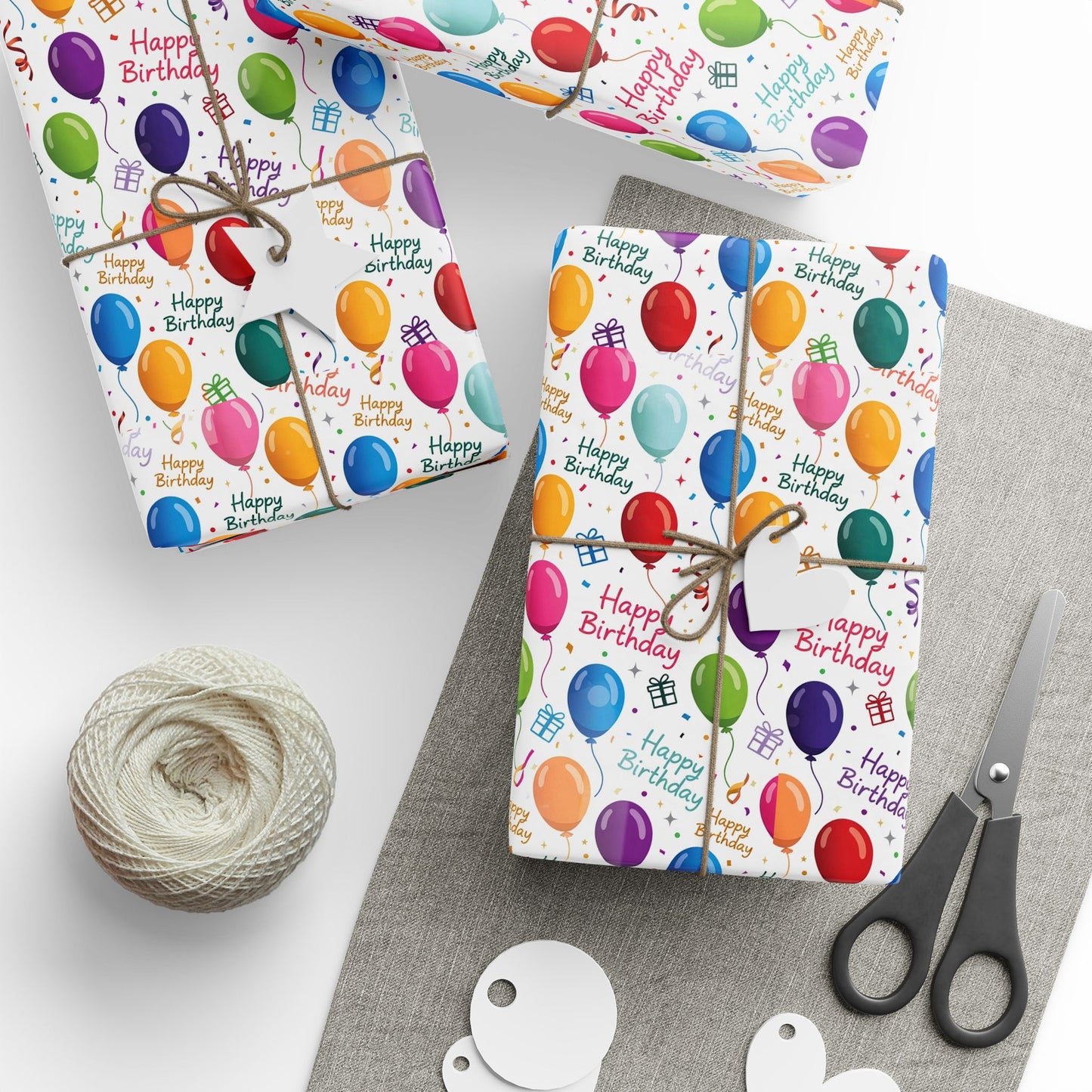 Phoenix Birthday Balloon Wrapping Paper Roll — Colorful 'Happy Birthday' Gift Wrap