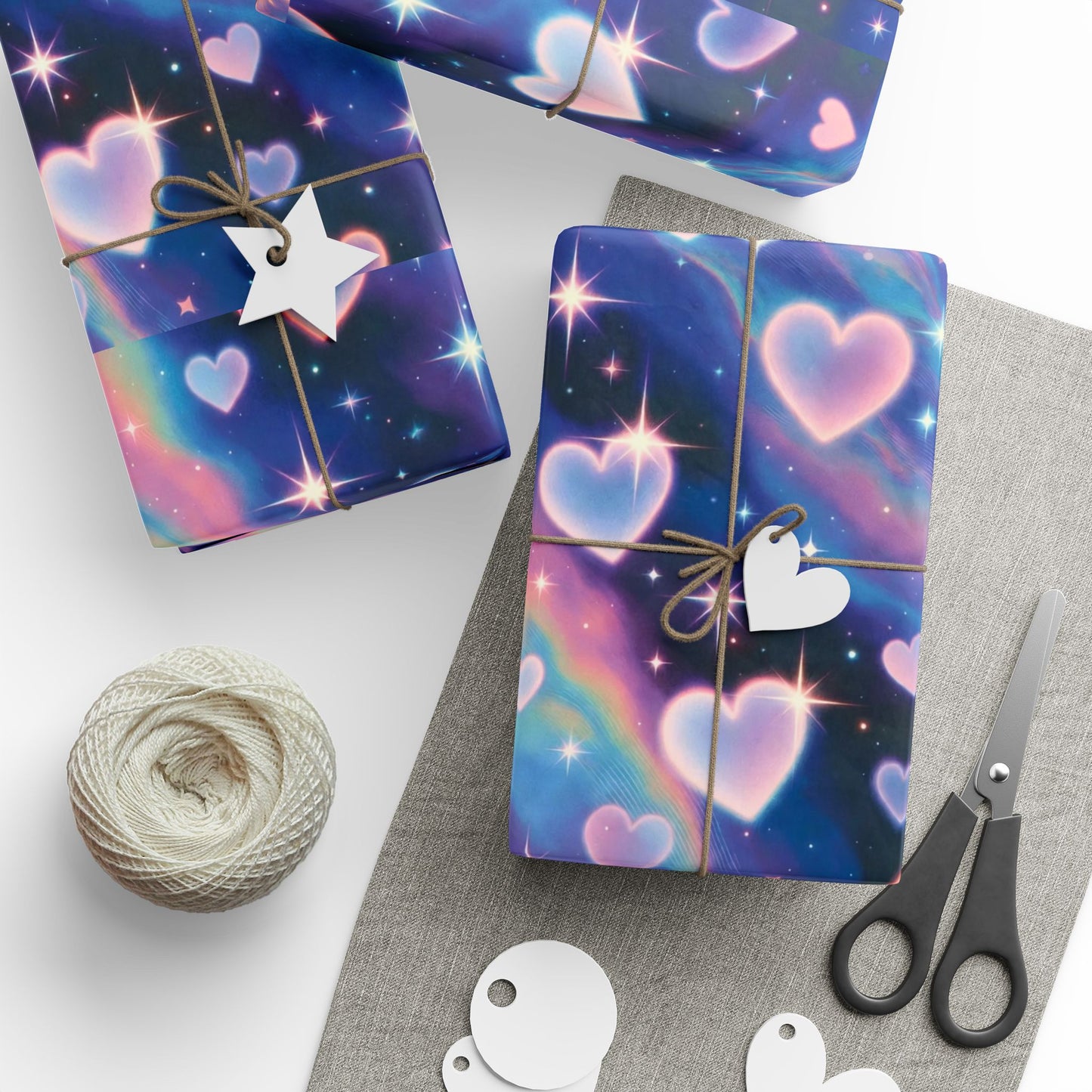 Phoenix Holographic Hearts Wrapping Paper — Iridescent Rainbow Gift Wrap Roll