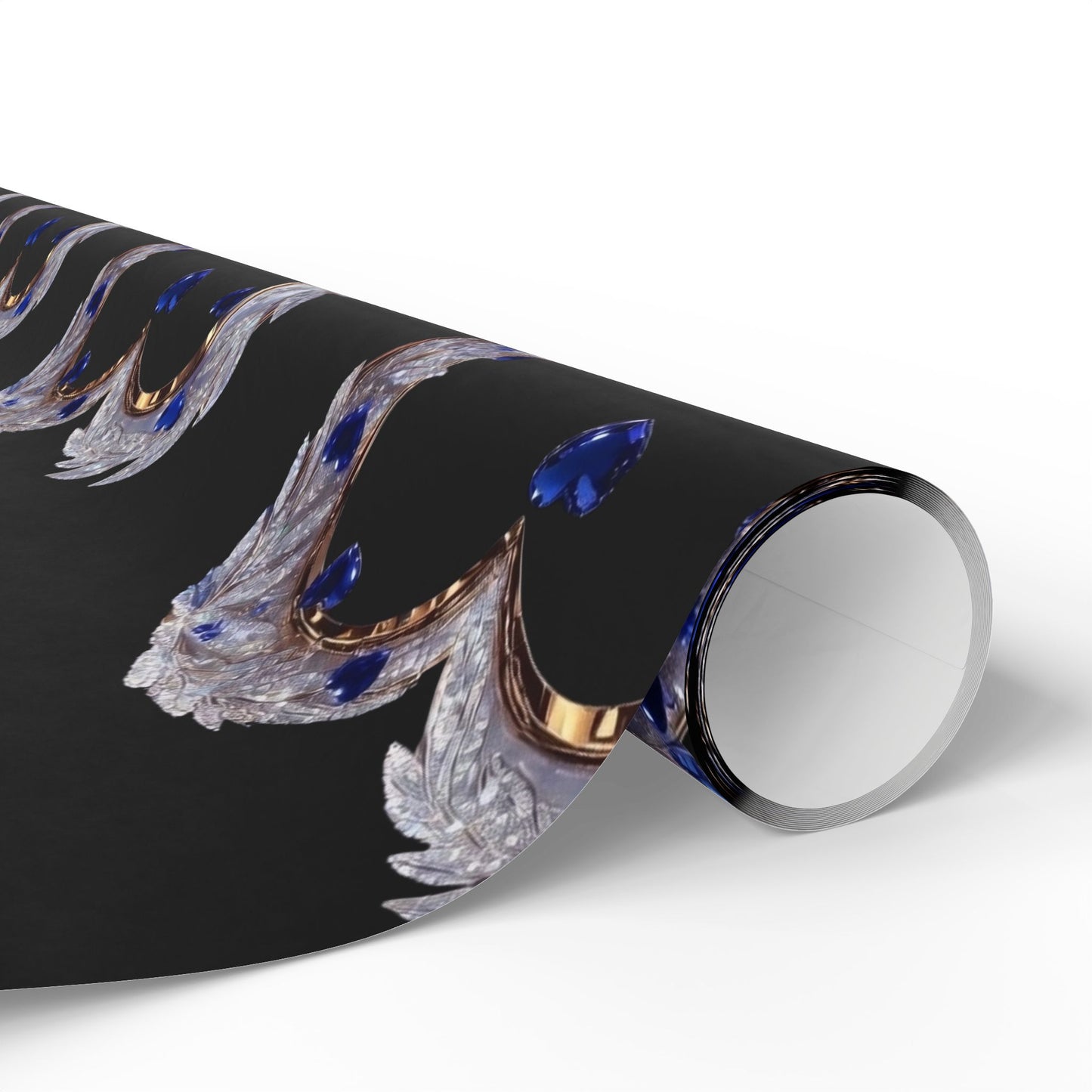 Phoenix Blue Glass Heart Wrapping Paper Roll — Elegant Romantic Gift Wrap