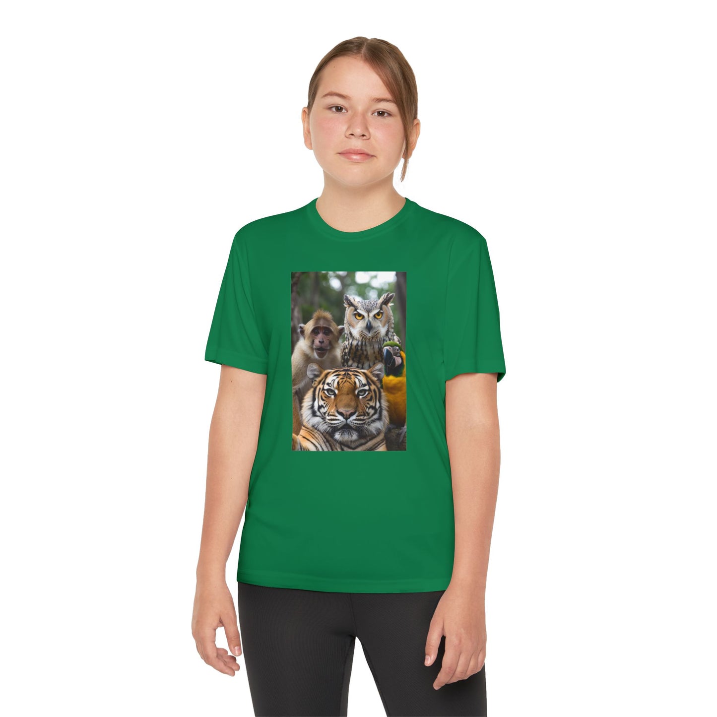 Phoenix Funny Kids Animal Pack Selfie Graphic Tee — Tiger, Owl & Monkey Youth T-Shirt