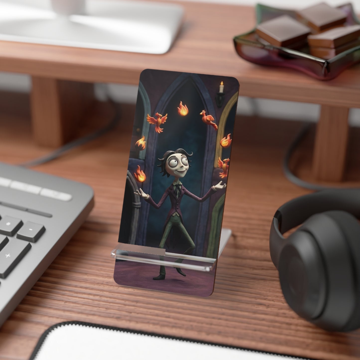 Phoenix Small Sparks, Big Dreams Phone Stand — Decorative Mobile Display Stand