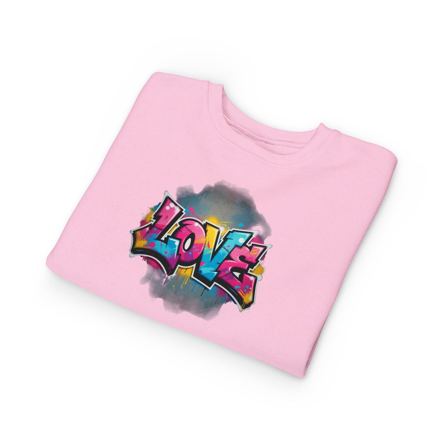 Phoenix Toddler Sweatshirt - Colorful Graffiti "LOVE" Crewneck for Kids