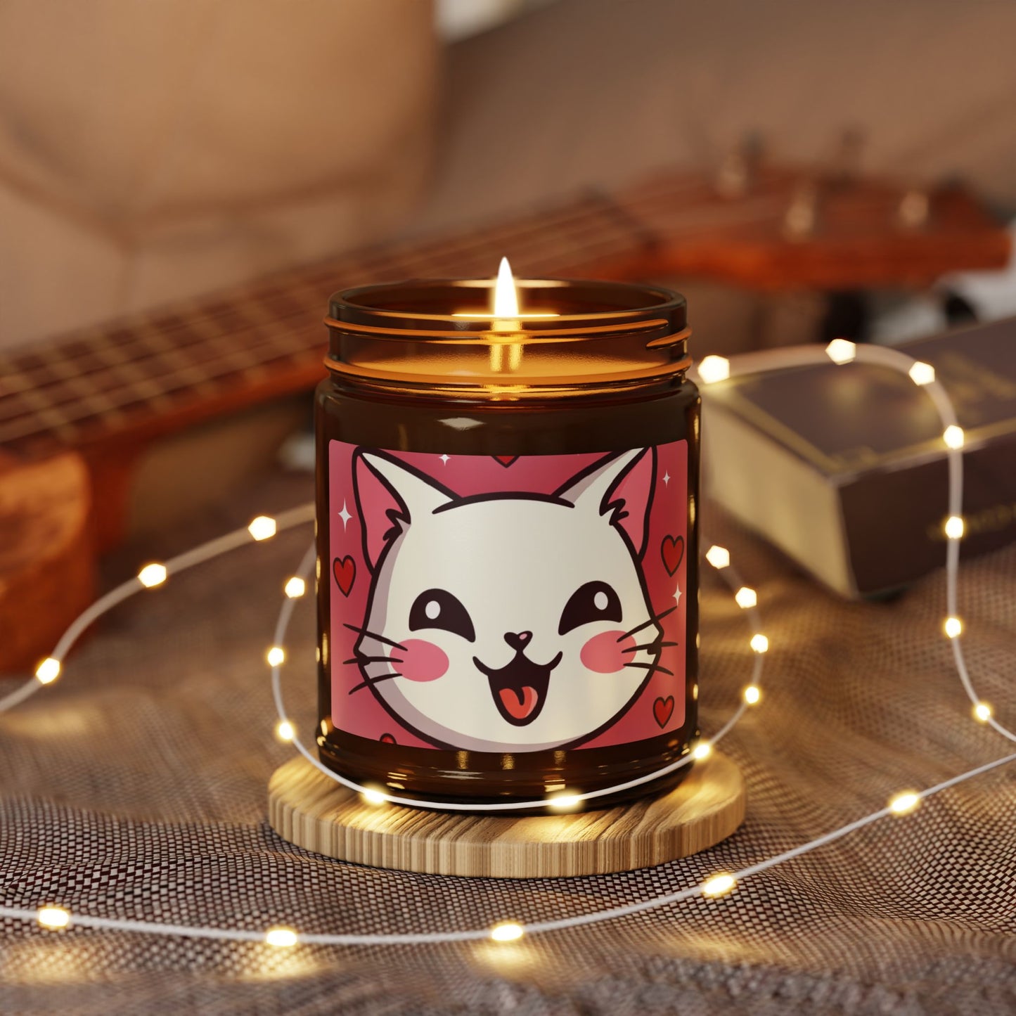 Phoenix Kawaii Cat Scented Soy Candle — Amber Jar