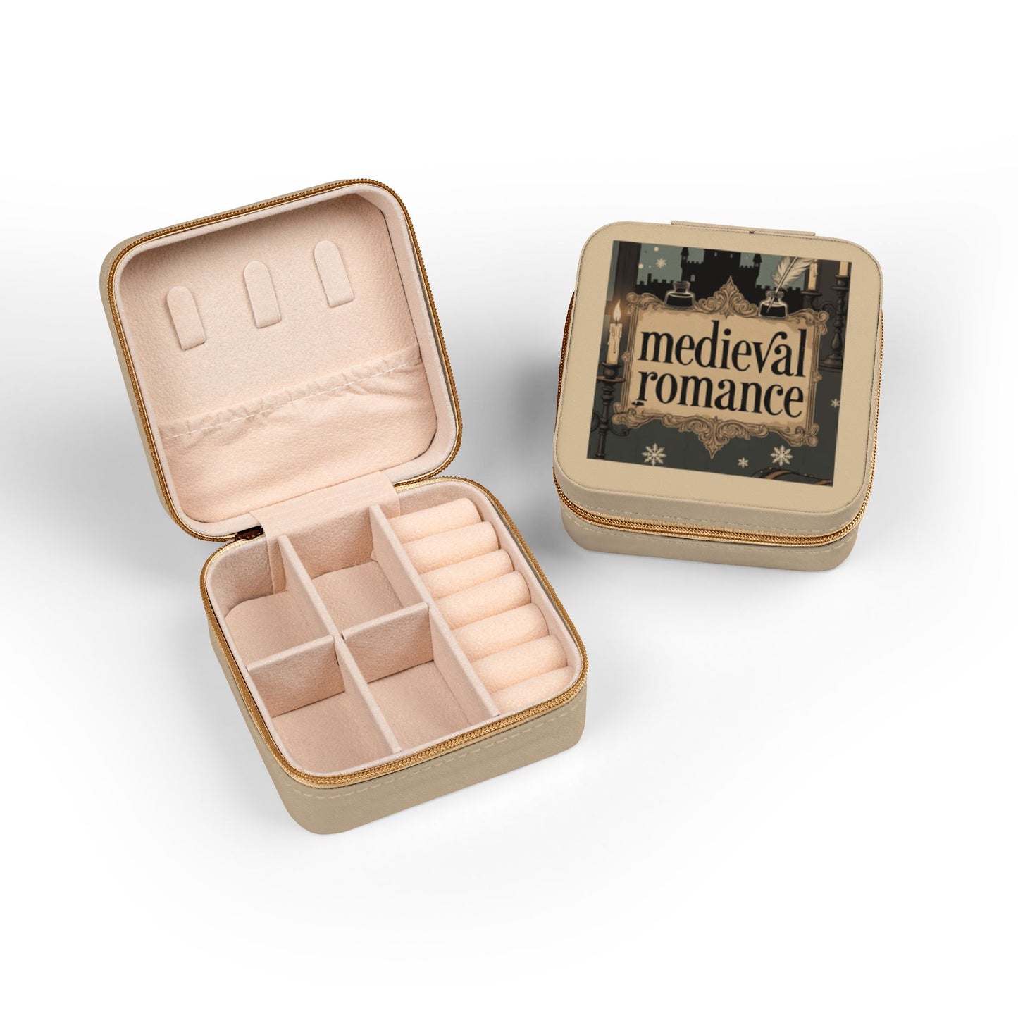 Phoenix Jewelry Travel Case – 'Medieval Romance' Compact Organizer for Rings, Earrings & Necklaces