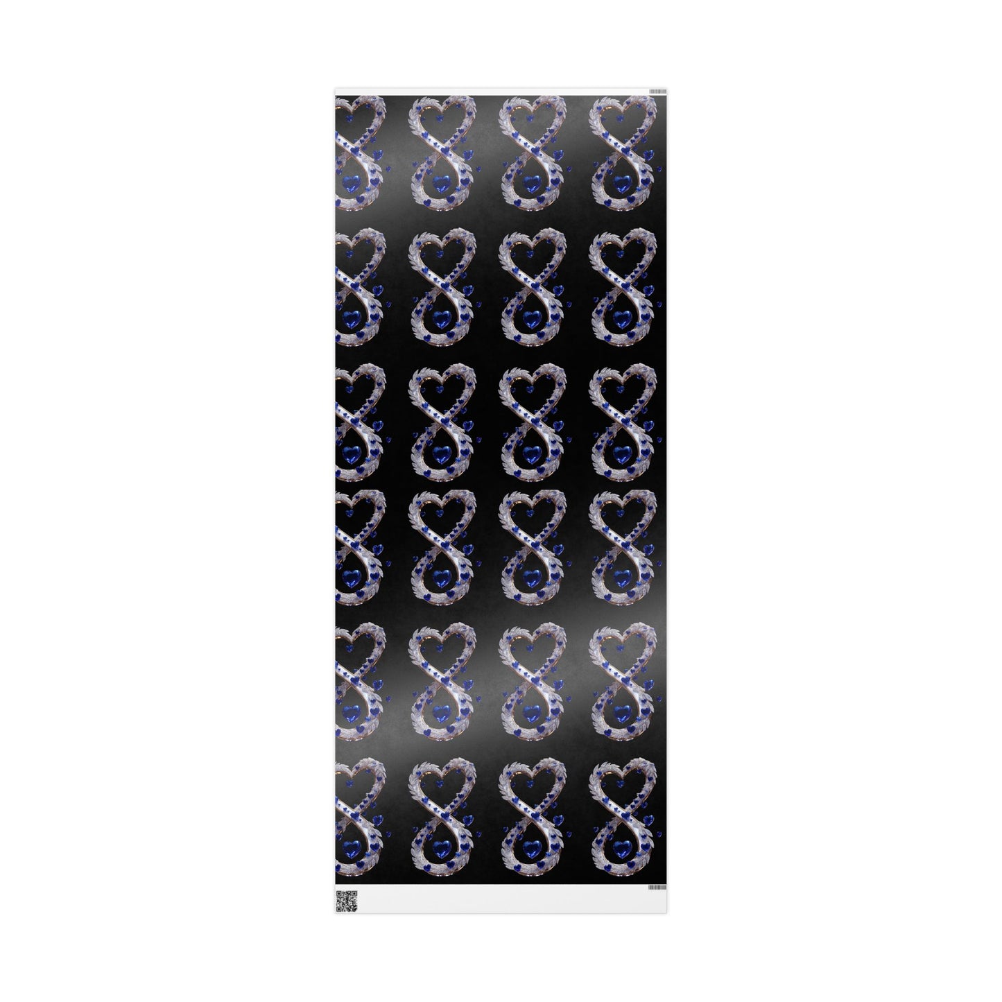Phoenix Blue Glass Heart Wrapping Paper Roll — Elegant Romantic Gift Wrap