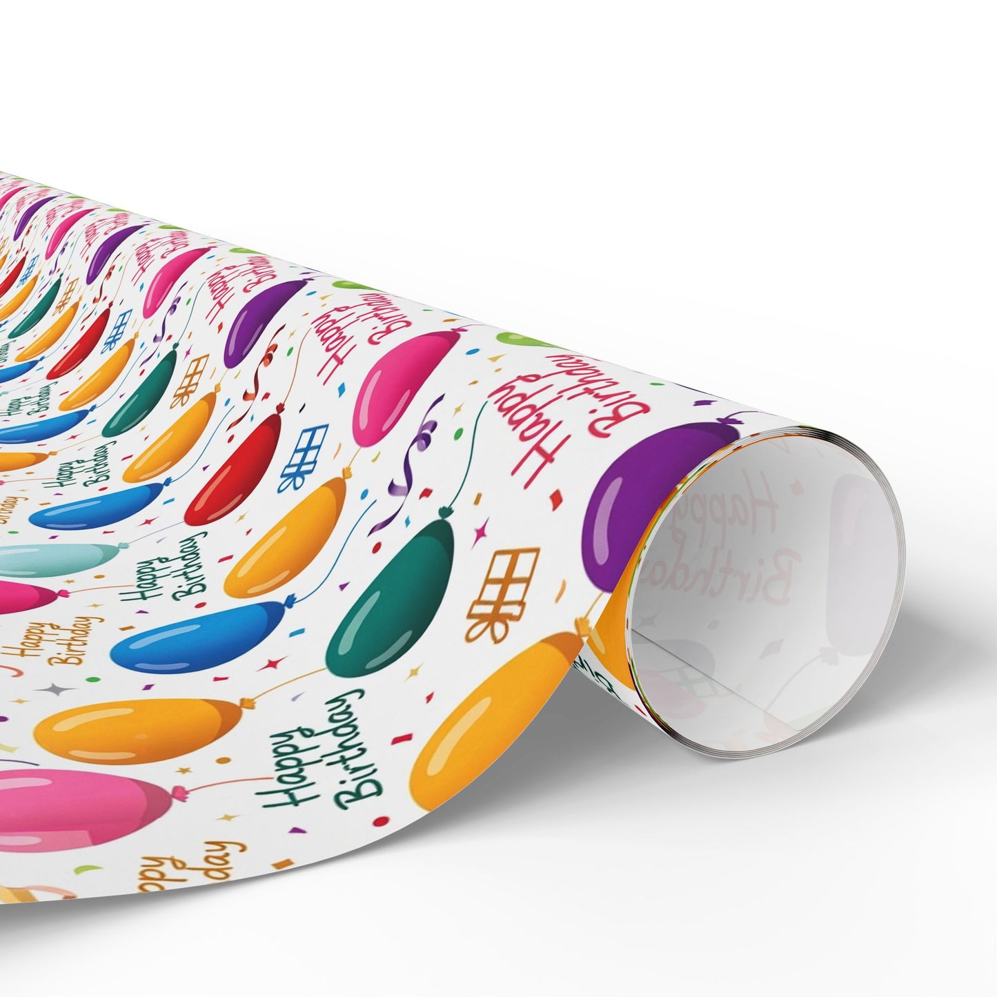 Phoenix Birthday Balloon Wrapping Paper Roll — Colorful 'Happy Birthday' Gift Wrap