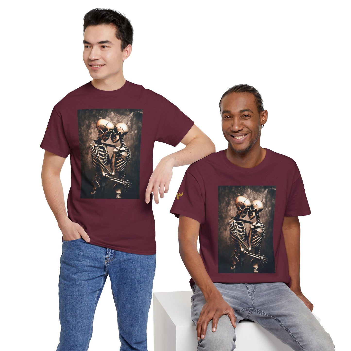 Phoenix Skeleton Love T-Shirt — Gothic Couple Tee