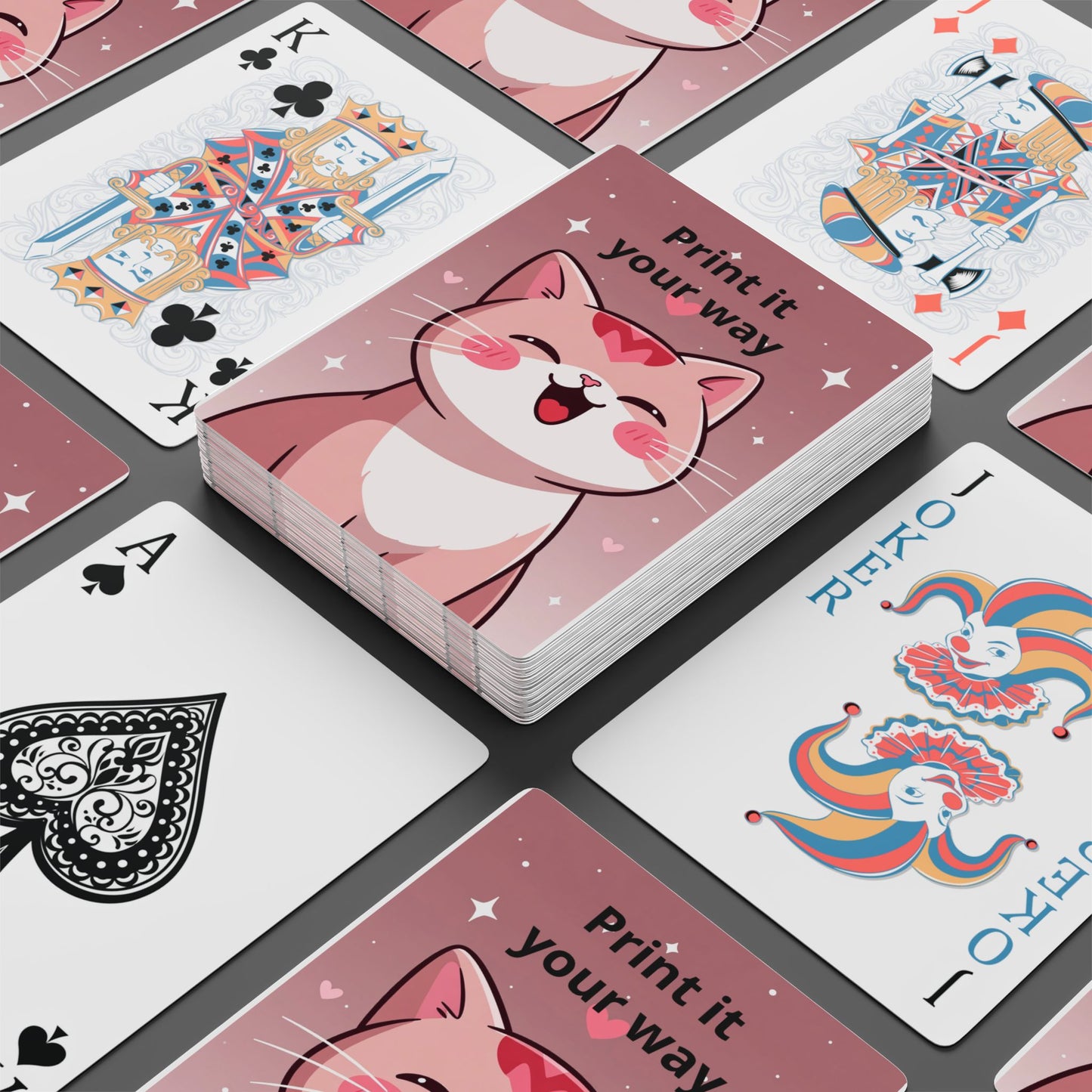 Phoenix Cute Cat Poker Playing Cards — Customizable Deck