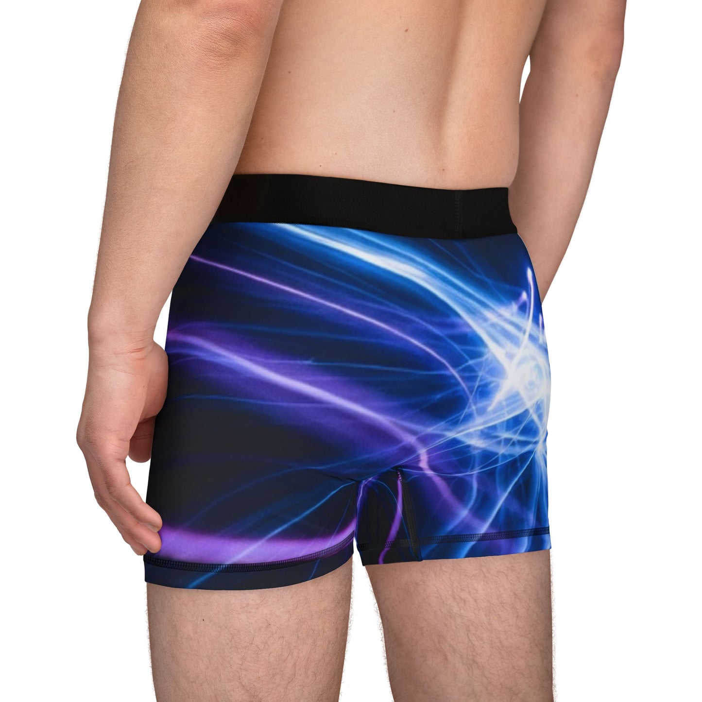 Phoenix Men's Neon Wave Boxer Briefs — Blue & Purple Light Pattern