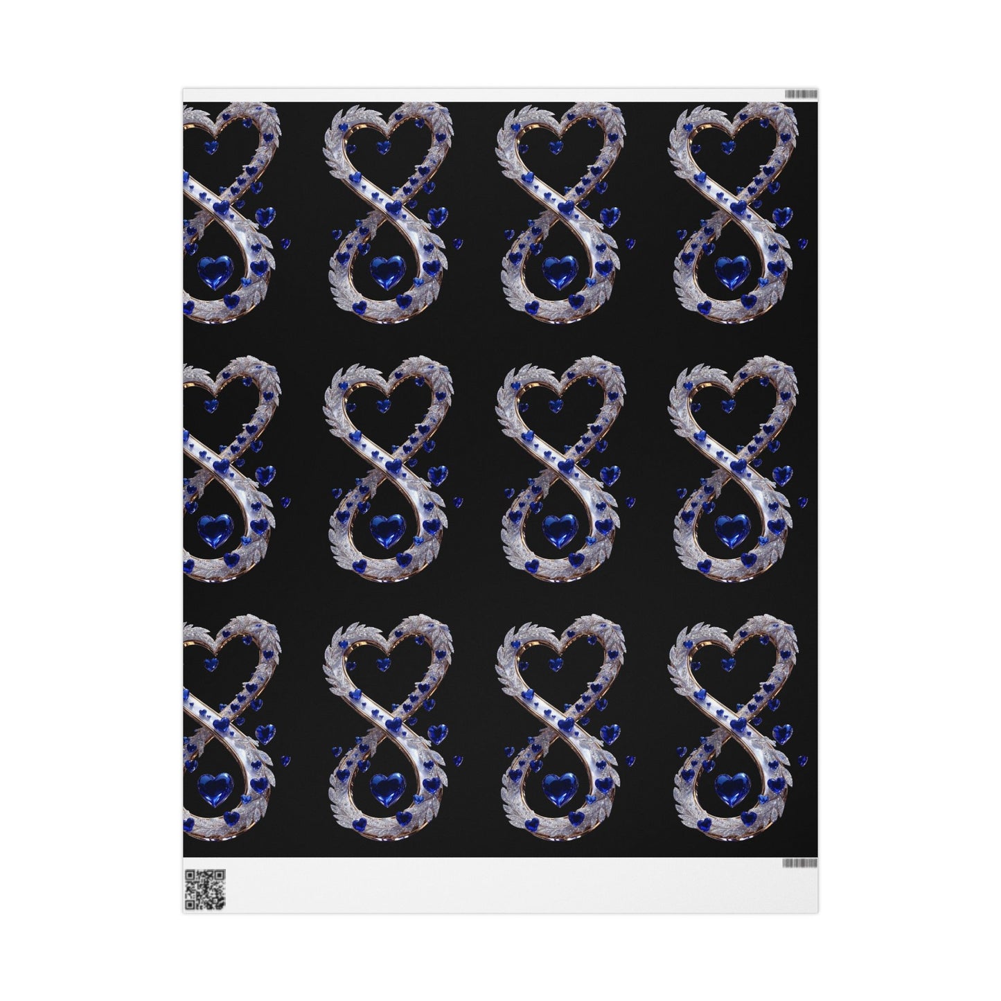 Phoenix Blue Glass Heart Wrapping Paper Roll — Elegant Romantic Gift Wrap
