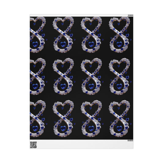 Phoenix Blue Glass Heart Wrapping Paper Roll — Elegant Romantic Gift Wrap