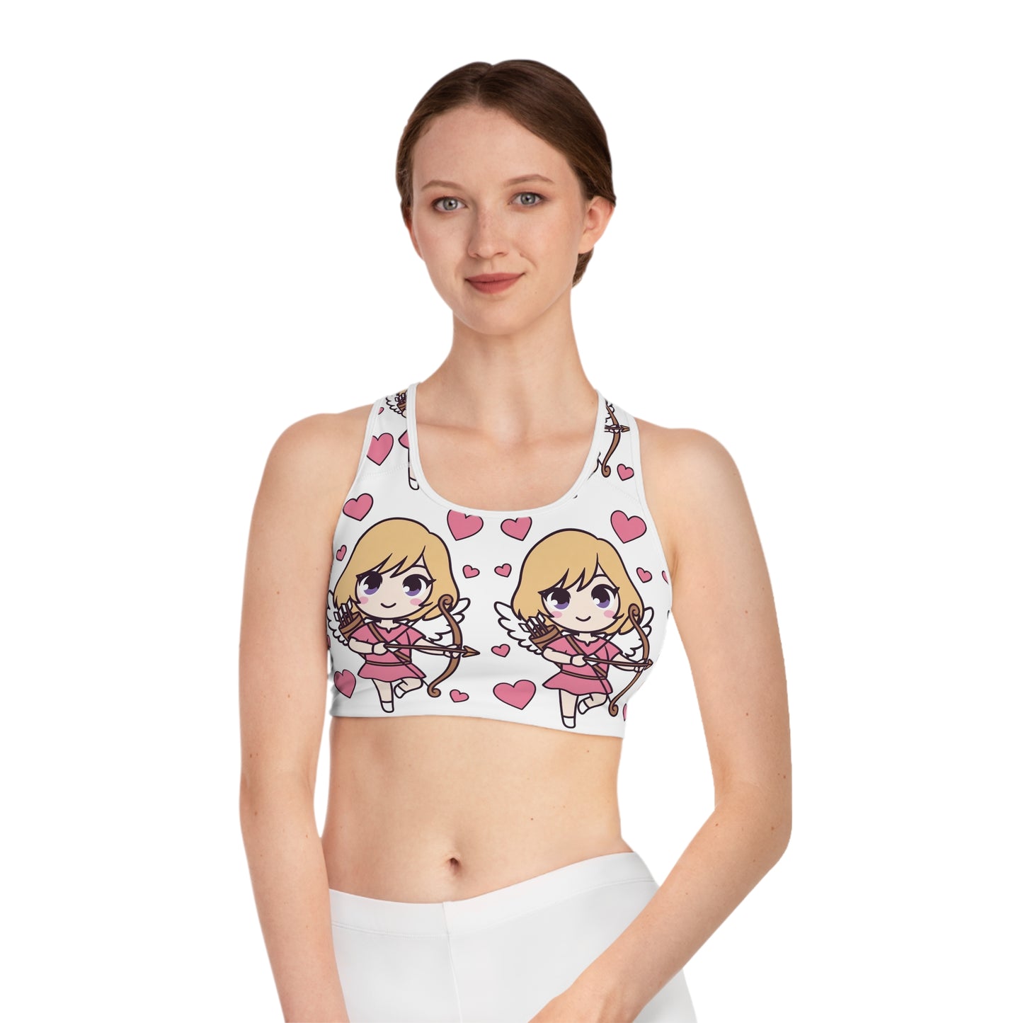 Phoenix Cupid Women's Sports Bra — Cute Pink Heart Activewear