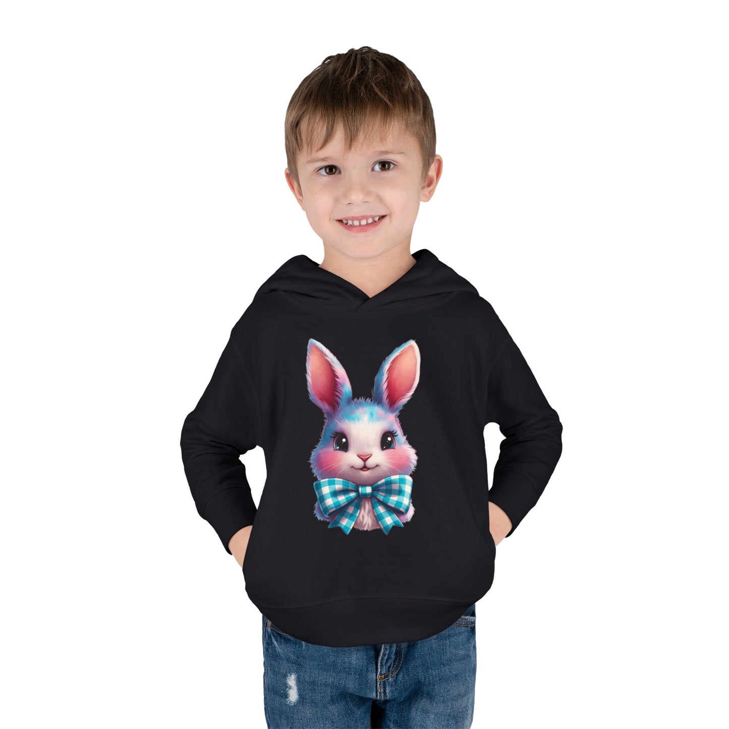 Phoenix Bunny With Plaid Bow  Toddler Hoodie — Easter Kids Pullover