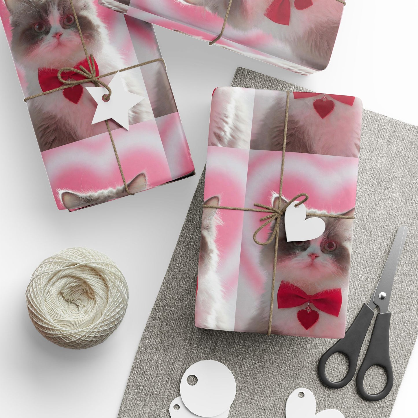 Phoenix Wrapping Paper — Cute Pink Cat Pattern Gift Wrap (Cat Face Repeat)