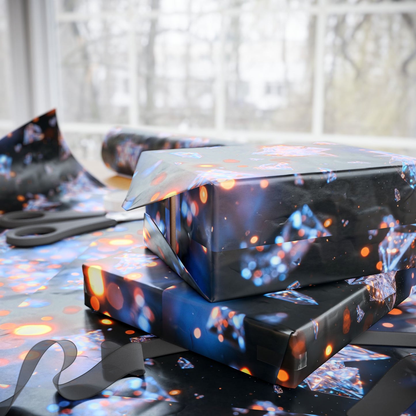 Phoenix Crystal Print Wrapping Paper — Gemstone Pattern Gift Wrap