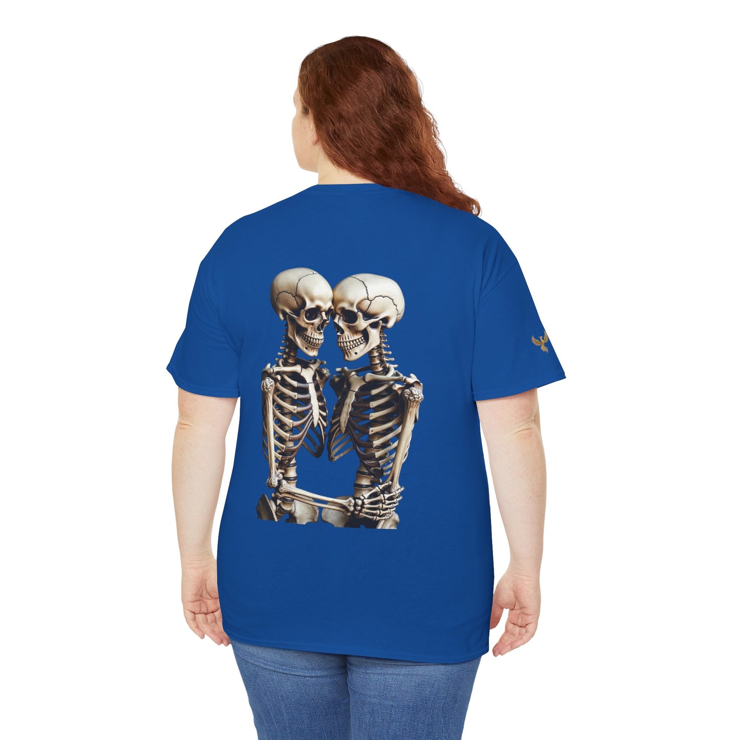 Phoenix Skeletons in Love Graphic T-Shirt – Cute Goth Couple Unisex Tee in Soft Cotton