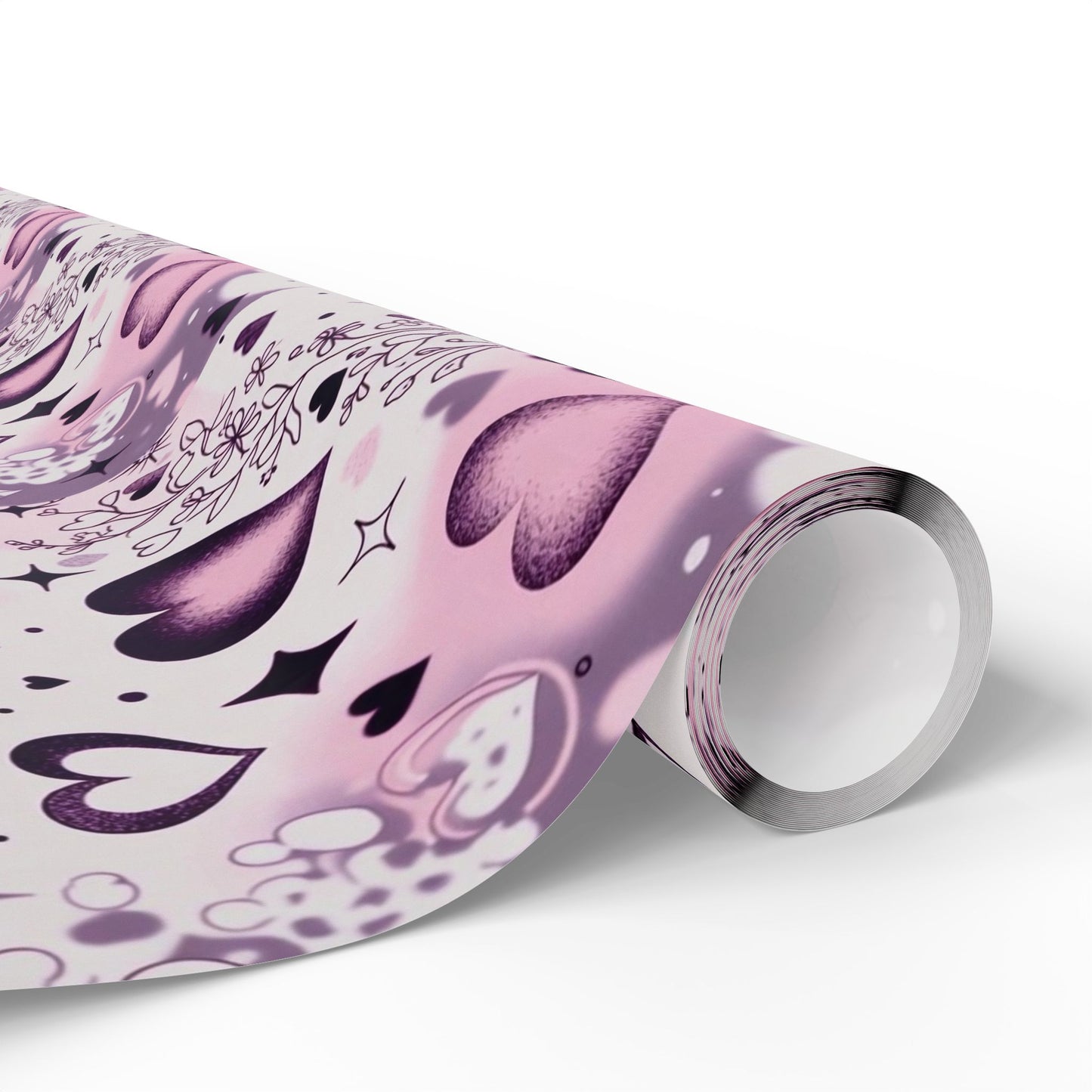 Phoenix Valentine Hearts Wrapping Paper Roll — Pink & Purple Heart Pattern Gift Wrap