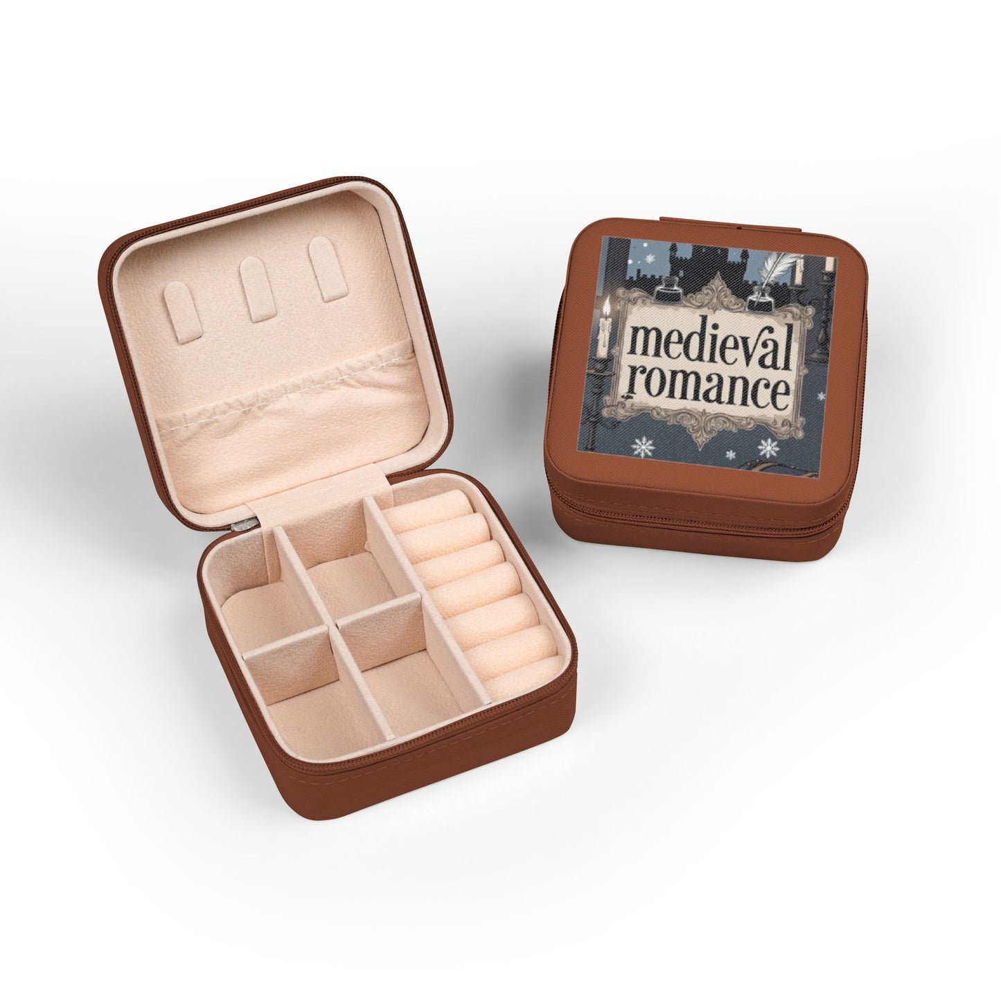 Phoenix Jewelry Travel Case – 'Medieval Romance' Compact Organizer for Rings, Earrings & Necklaces