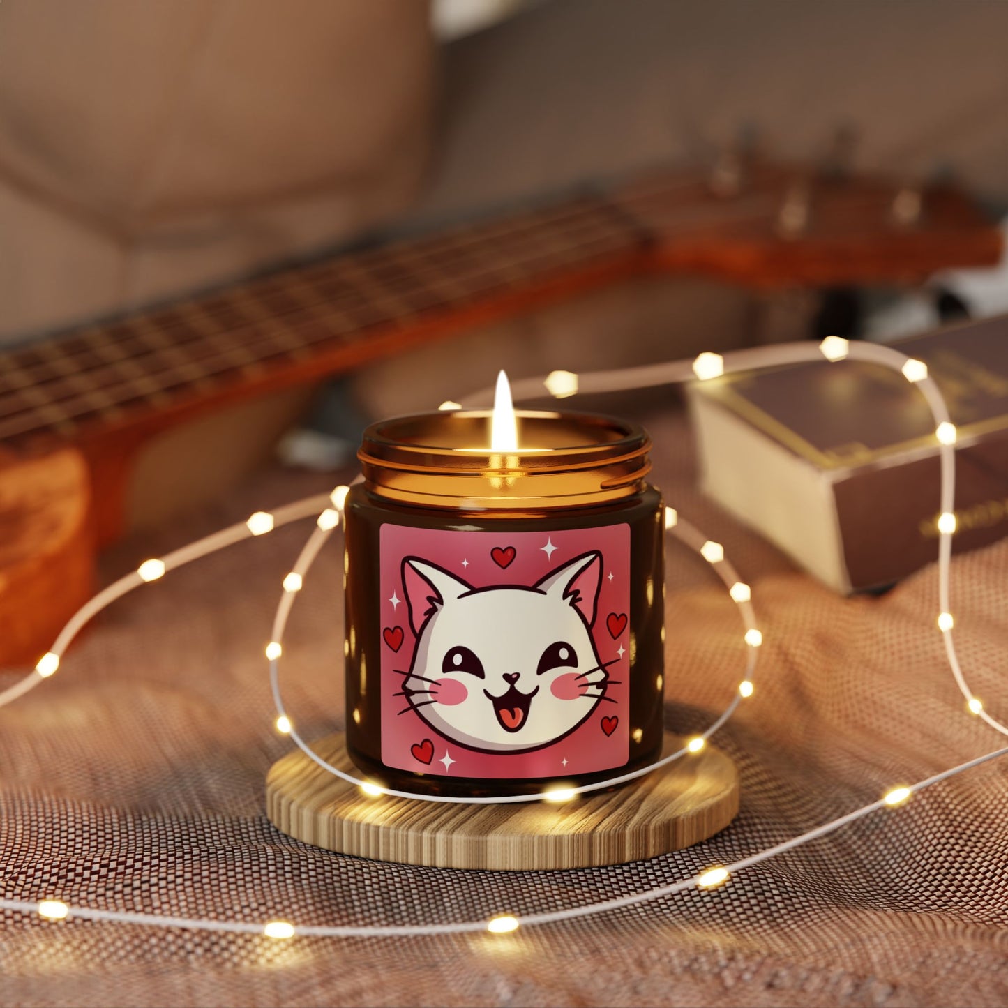 Phoenix Kawaii Cat Scented Soy Candle — Amber Jar