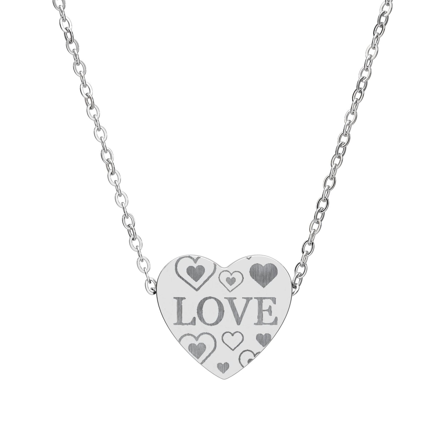 Phoenix Engravable Heart Necklace – 'LOVE' Heart Pendant, Personalized Romantic Jewelry