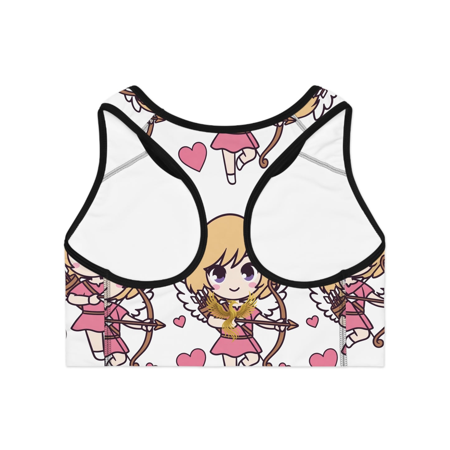 Phoenix Cupid Women's Sports Bra — Cute Pink Heart Activewear