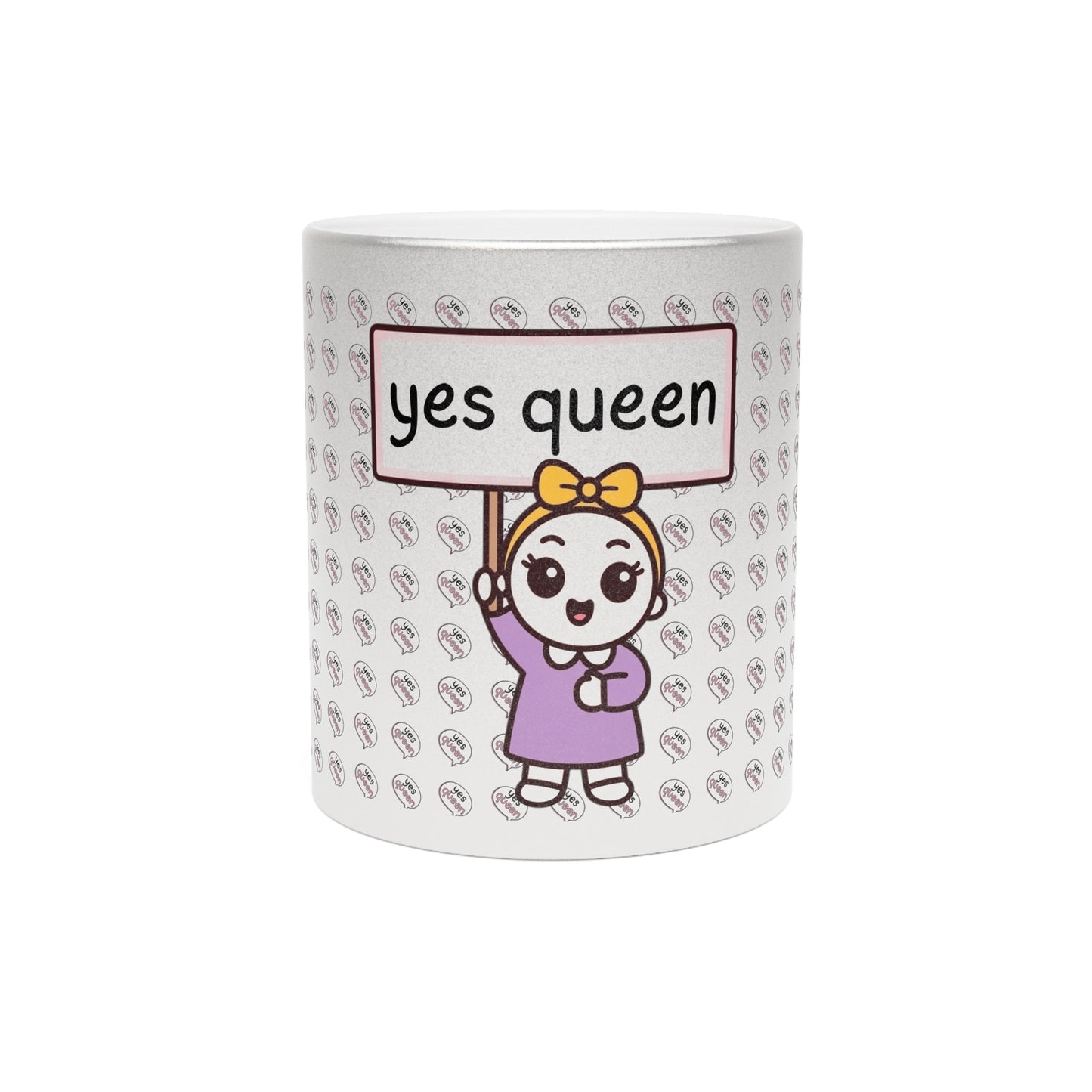 Phoenix"Yes Queen" Metallic Mug — Cute Feminist Coffee Cup (Silver/Gold)