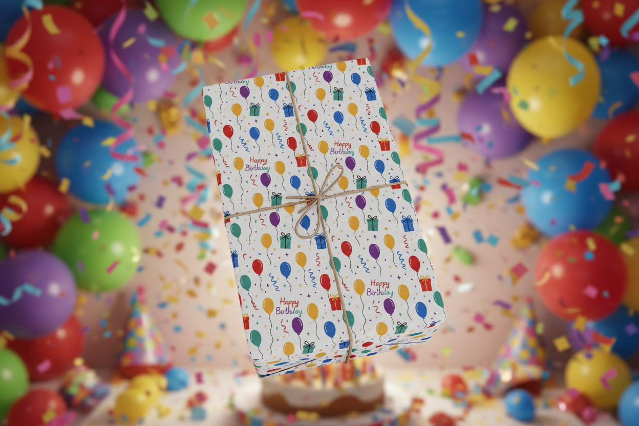 Phoenix Birthday Balloon Pattern Wrapping Paper - Colorful Party Gift Wrap