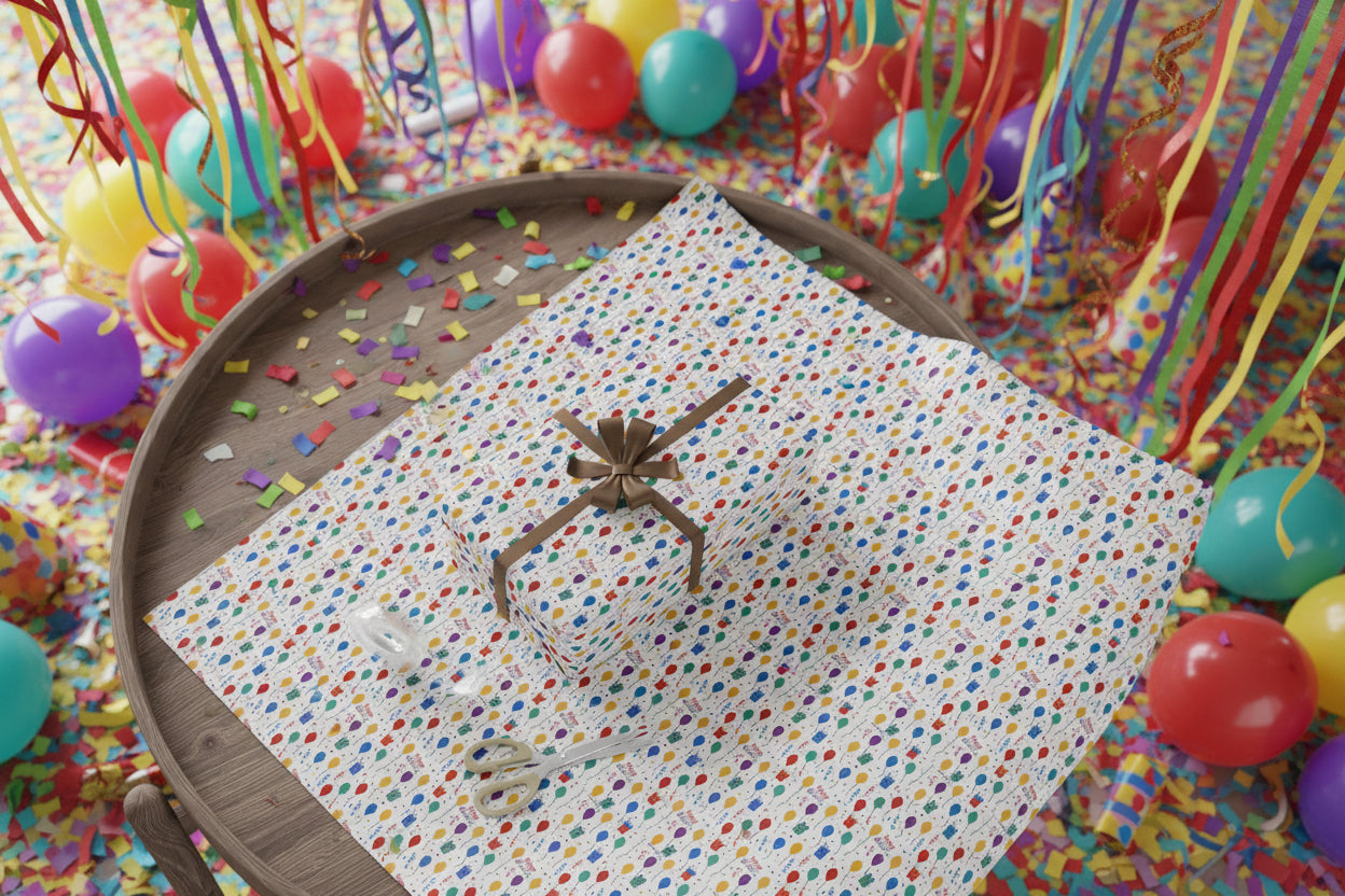 Phoenix Birthday Balloon Pattern Wrapping Paper - Colorful Party Gift Wrap