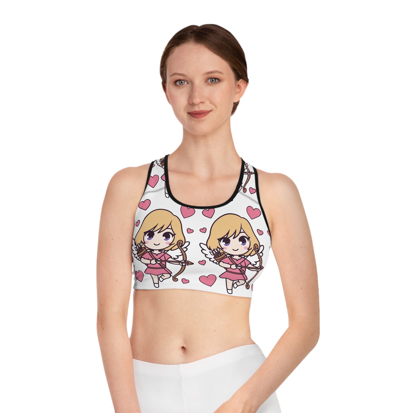 Phoenix Cupid Women's Sports Bra — Cute Pink Heart Activewear