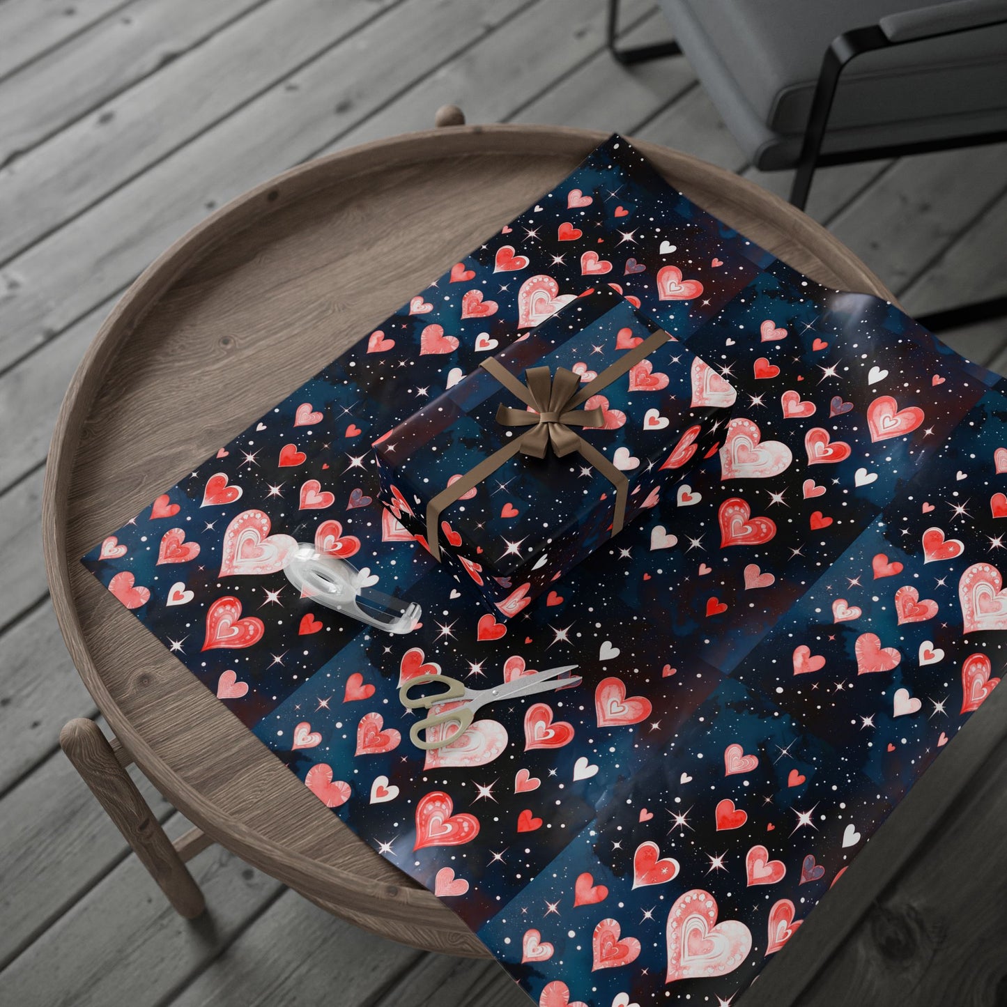 Phoenix Heart Constellation Wrapping Paper Roll — Romantic Galaxy Gift Wrap