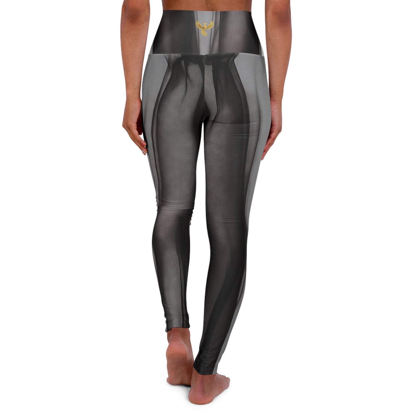 Phoenix "AI Design" Black Marble High-Waist — Sculpting Activewear for Yoga & Everyday Wear