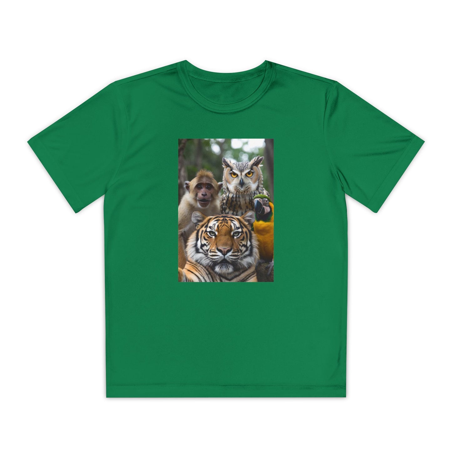 Phoenix Funny Kids Animal Pack Selfie Graphic Tee — Tiger, Owl & Monkey Youth T-Shirt