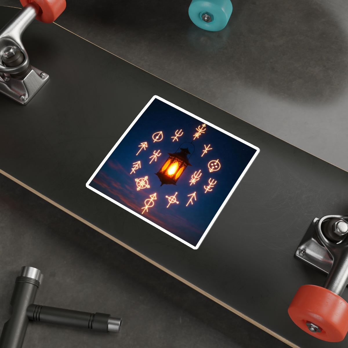 Phoenix Lantern Sigils Die-Cut Sticker — Glowing Rune Aesthetic