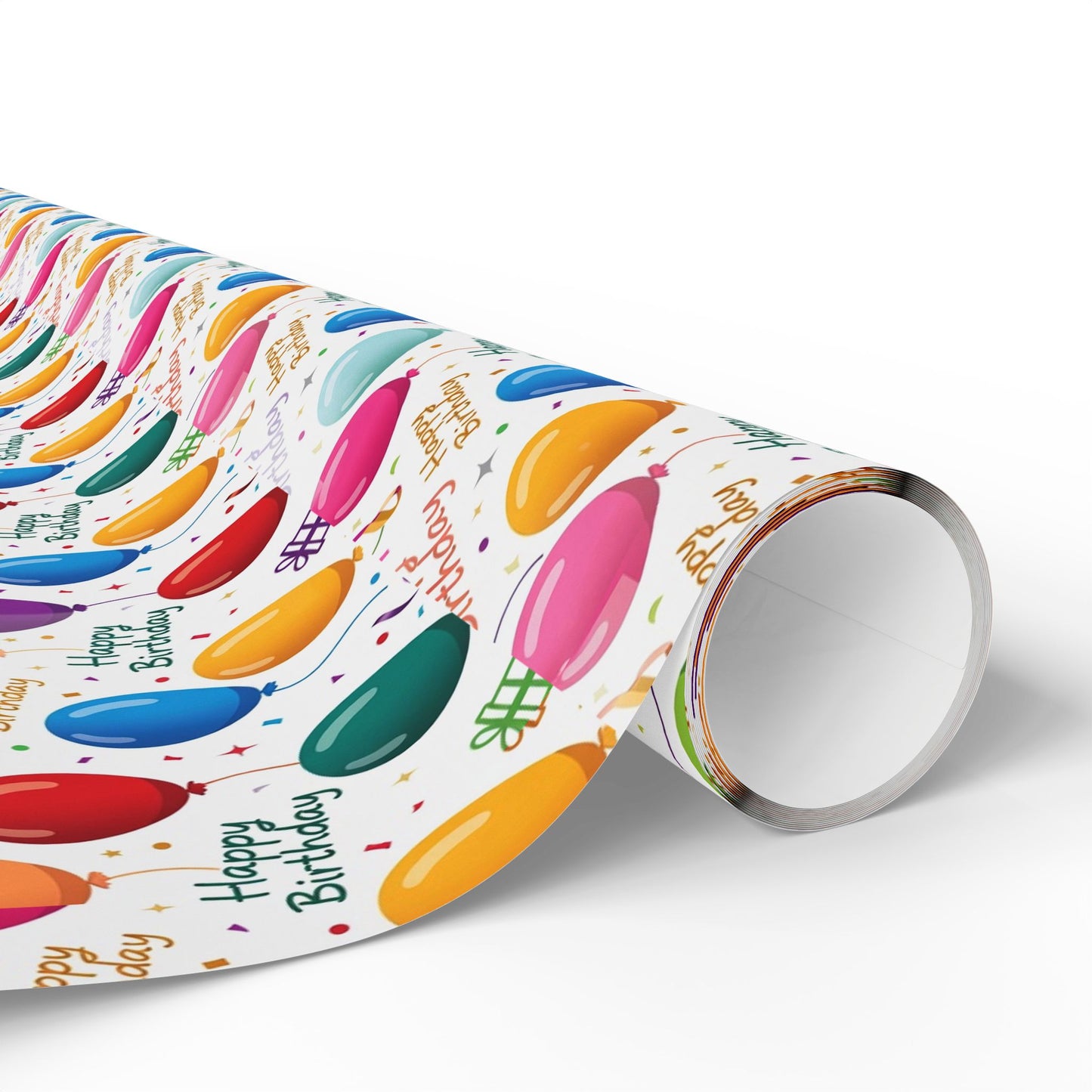 Phoenix Birthday Balloon Wrapping Paper Roll — Colorful 'Happy Birthday' Gift Wrap