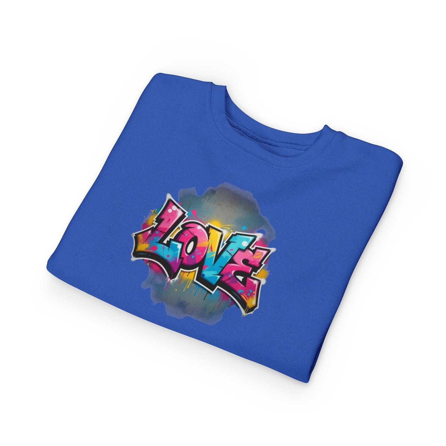 Phoenix Toddler Sweatshirt - Colorful Graffiti "LOVE" Crewneck for Kids