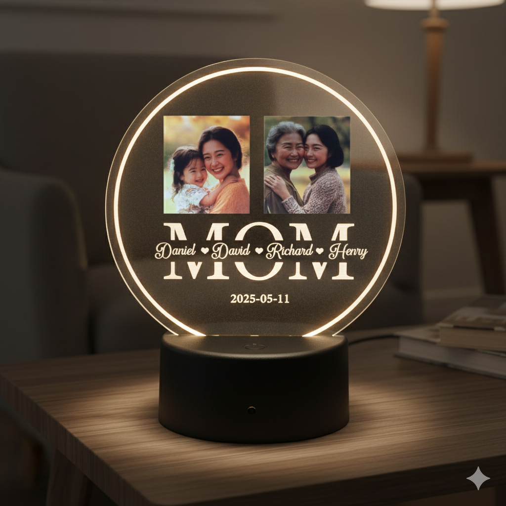 Phoenix Round Acrylic Night Light – Your Custom Design LED Accent Light for Home Decor